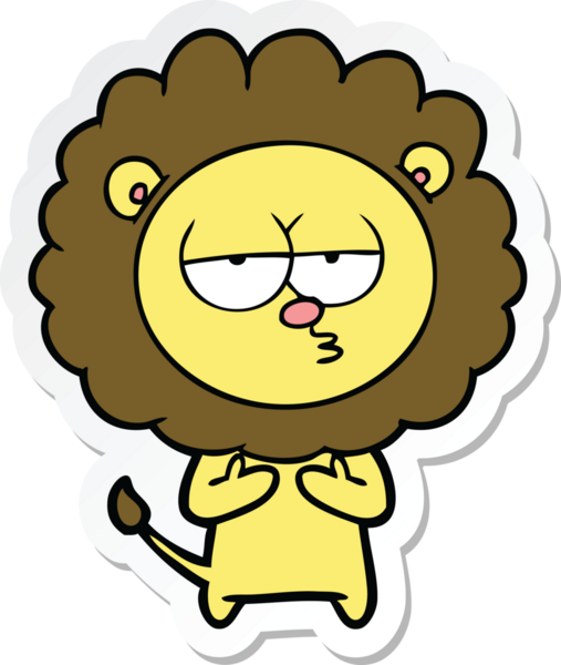 Bir insan tarafından çizilmiş yorgun bir aslanın çıkartması.