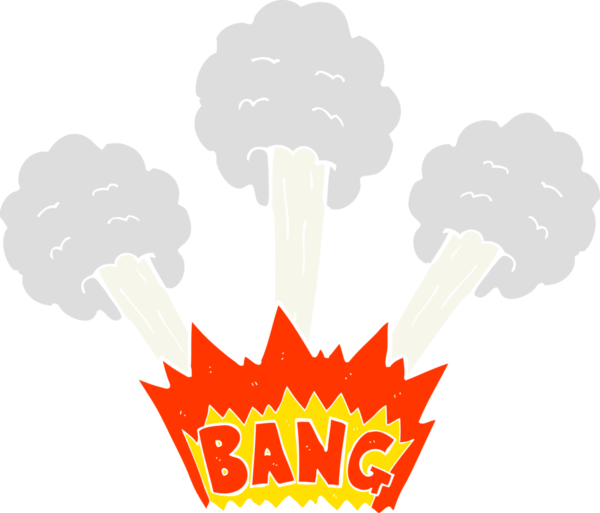 Bir insan tarafından çizilen patlamanın düz renk çizimi