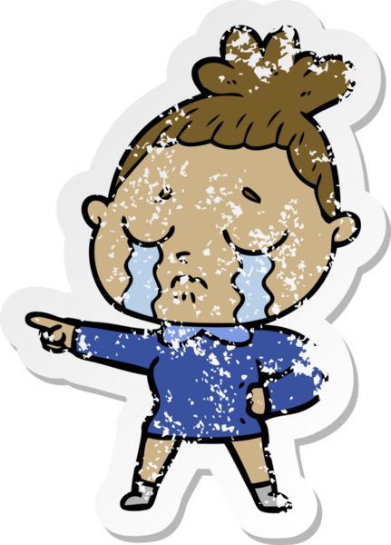 Bir insan tarafından çizilmiş, ağlayan bir karikatür çıkartması.