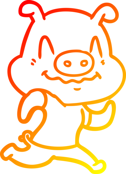 Bir insan tarafından çizilmiş gergin bir domuz çizgi çizimi.