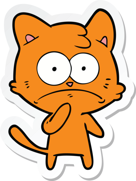 Bir insan tarafından çizilmiş karikatür asabi kedinin çıkartması.