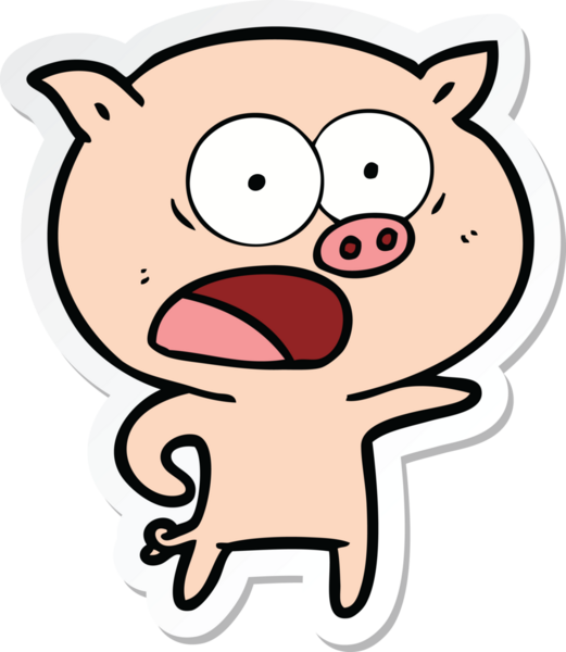 Bir insan tarafından çizilmiş domuz çizgi filmi etiketi.