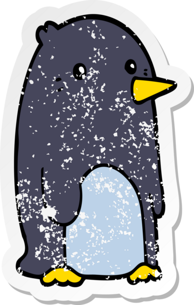 Bir insan tarafından çizilmiş karikatür pengueninin sıkıntılı çıkartması.