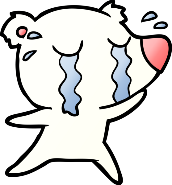 Bir insan tarafından çizilmiş üzgün küçük kutup ayısı çizgi filmi.