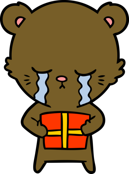 Bir insan tarafından çizilmiş ağlayan çizgi film ayısı.