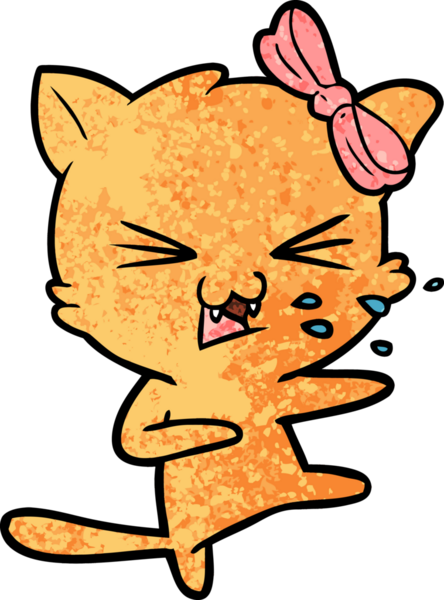 Bir insan tarafından çizilmiş çizgi film kedisi.