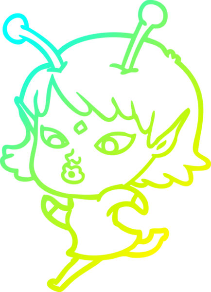 Soğuk gradyan çizgisi, bir insan tarafından çizilmiş güzel bir uzaylı kızın çizimi.