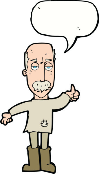 Bir insan tarafından çizilen konuşma baloncuğuyla yaşlı bir adamı sinirlendiren çizgi film.