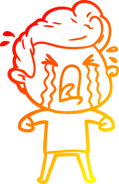 Bir insan tarafından çizilmiş, ağlayan bir çizgi film karakteri.