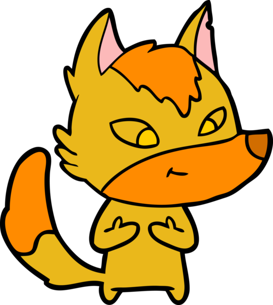 Bir insan tarafından çizilmiş tilki çizgi film karakteri