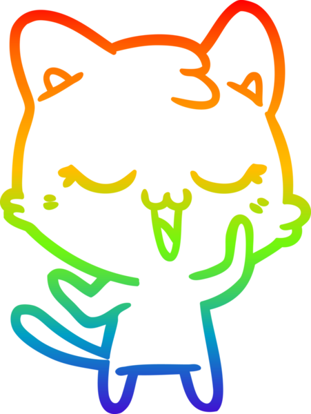 gökkuşağı gradyan çizimi mutlu çizgi film kedisi bir insan tarafından çizildi