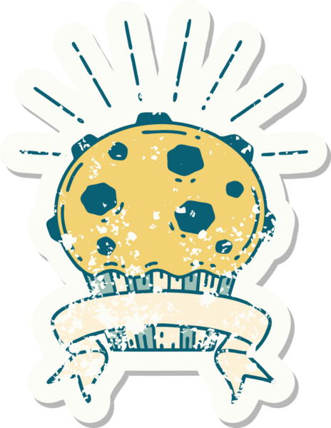 Bir insan tarafından çizilmiş eski bir dövme stili çikolatalı kek.