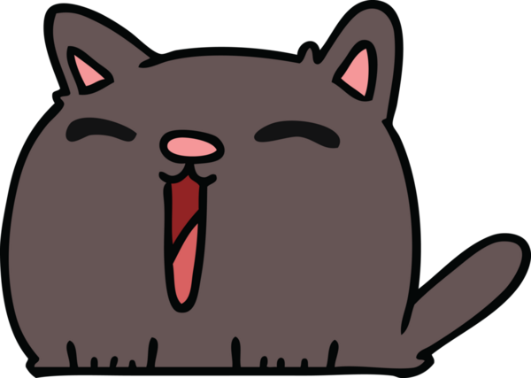 Bir insan tarafından çizilmiş kawaii kedisinin serbest çizimi.