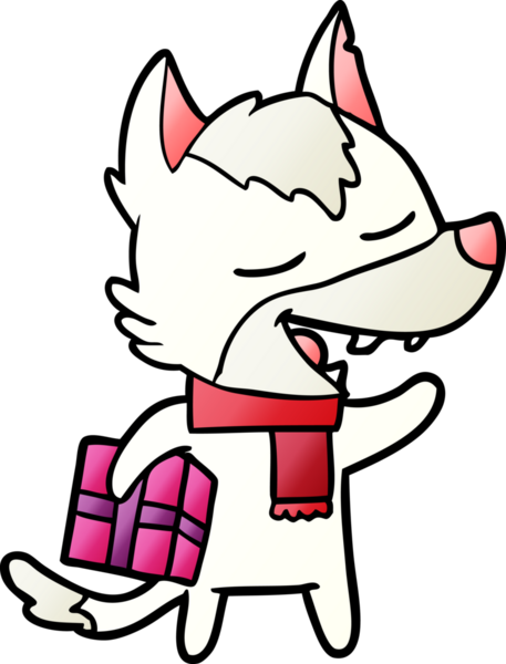 Bir insan tarafından çizilmiş, Noel hediyeli çizgi film kurdu.