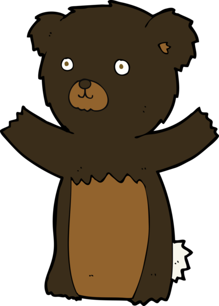 Bir insan tarafından çizilmiş sevimli çizgi film kara ayısı.