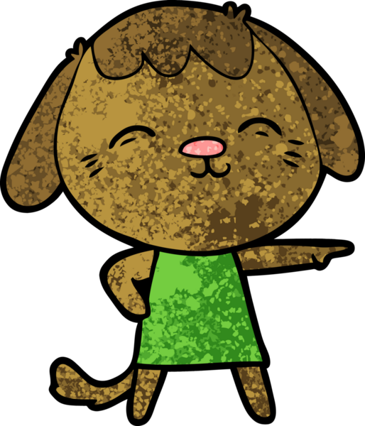 Bir insan tarafından çizilmiş mutlu çizgi film köpeği.