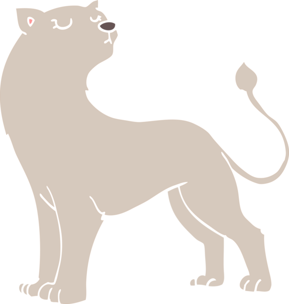 Bir insan tarafından çizilmiş düz renkli çizgi film dişi aslanı.