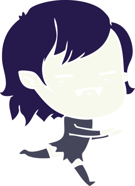 Düz renkli çizgi film. Bir insan tarafından çizilen ölümsüz vampir kız.