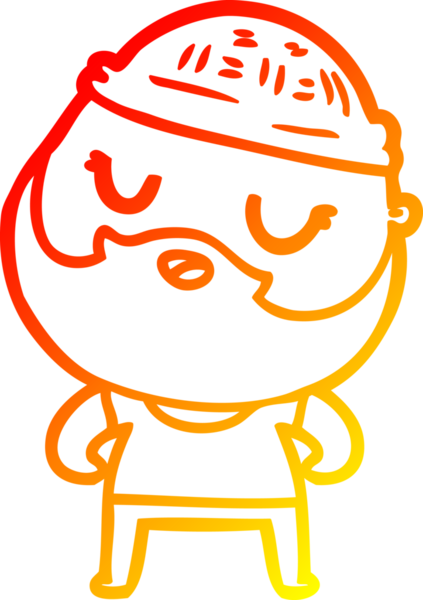 Bir insan tarafından çizilmiş sakallı sevimli bir adamın sıcak çizgi çizimi.