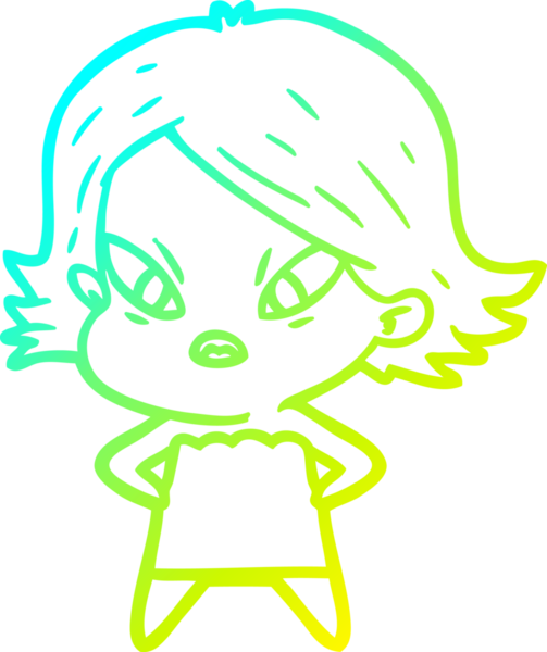 Bir insan tarafından çizilmiş soğuk gradyan çizgi çizimi stresli bir kadın