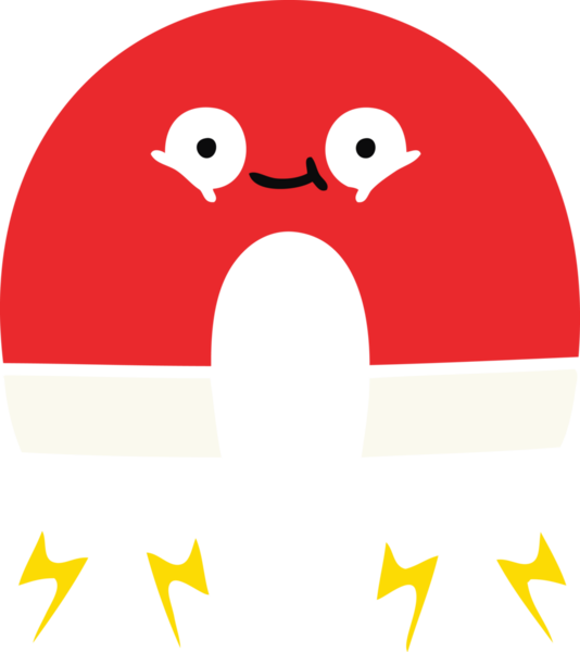 Bir insan tarafından çizilen mıknatısın düz renk retro karikatürü