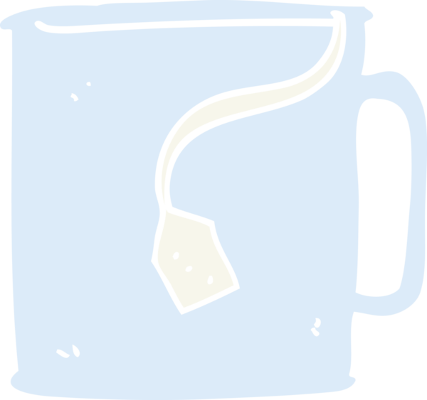 Bir insan tarafından çizilmiş çay fincanının düz renk çizimi