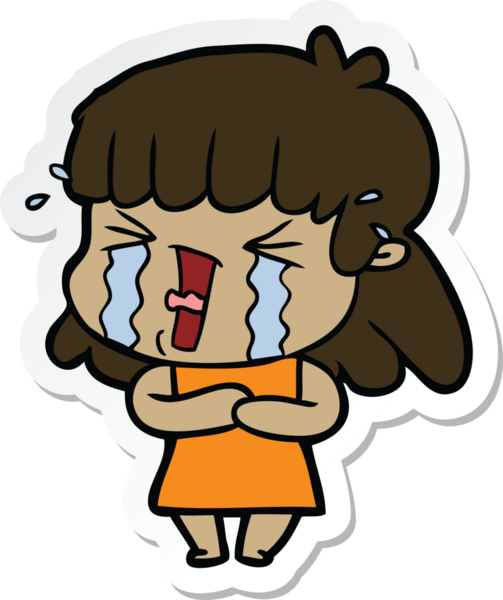 Bir insan tarafından çizilmiş bir karikatür kadının çıkartması.