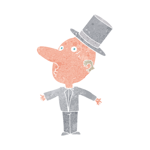 Bir insan tarafından çizilmiş silindir şapkalı bir adam.