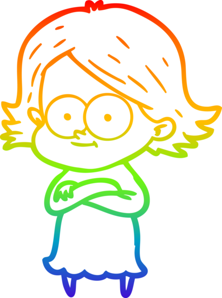 gökkuşağı gradyan çizimi mutlu bir çizgi film kızı bir insan tarafından çizildi