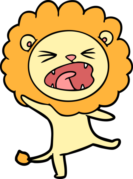 Bir insan tarafından çizilmiş çizgi film aslanı.