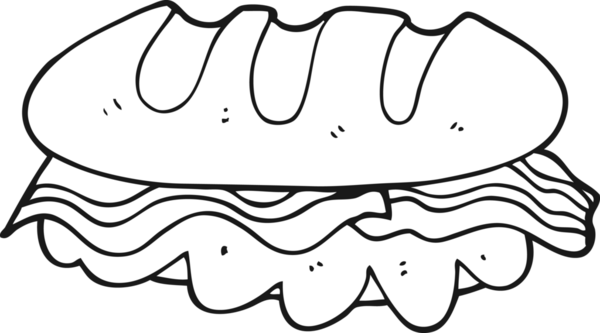 El yazısıyla çizilmiş siyah beyaz çizgi film Bir insan tarafından çizilmiş kocaman sandviç