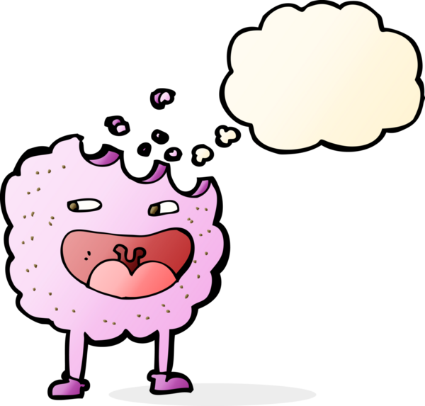 Bir insan tarafından çizilmiş düşünce kabarcığı olan kurabiye çizgi film karakteri