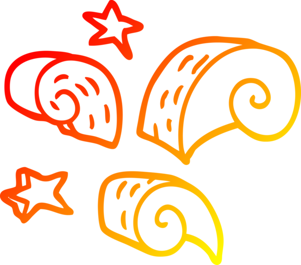 Bir insan tarafından çizilen karikatür desenli spiral elementin sıcak gradyan çizimi