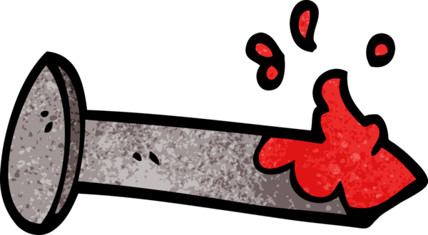 Bir insan tarafından çizilmiş kanlı çivi.