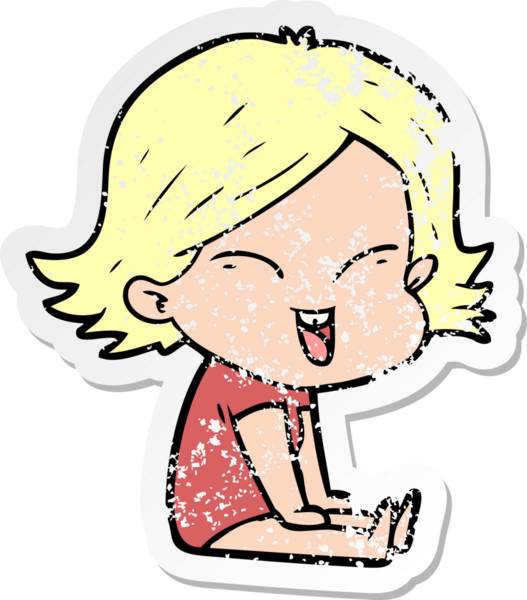 Bir insan tarafından çizilmiş mutlu bir çizgi film kızının sıkıntılı çıkartması.