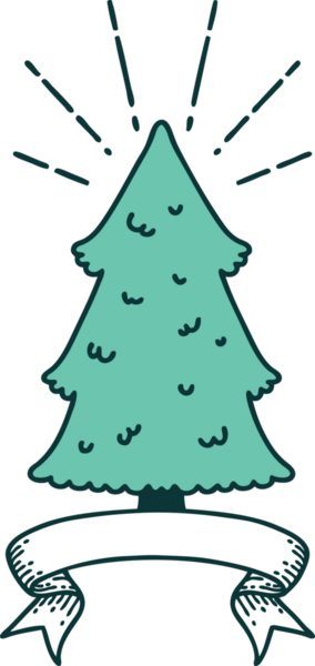 Bir insan tarafından çizilmiş çam ağacı dövmeli parşömen.