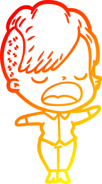 Bir insan tarafından çizilmiş havalı bir hippi kızın sıcak çizgi çizimi.