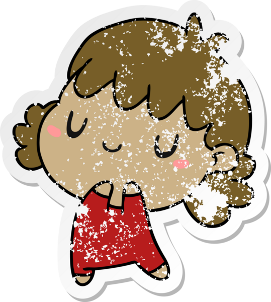 Bir insan tarafından çizilmiş sevimli bir kawai kızının sıkıntılı karikatür çizimi