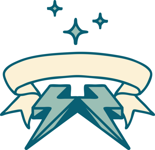 Bir insan tarafından çizilmiş yıldırımlı geleneksel dövme