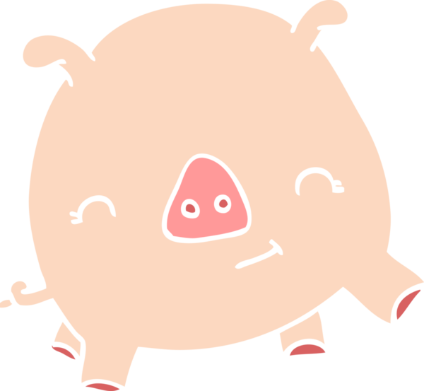 Bir insan tarafından çizilmiş mutlu domuz.