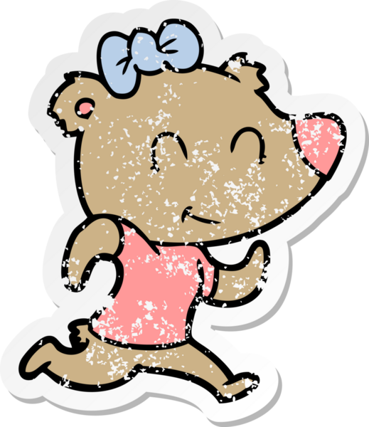 Bir insan tarafından çizilmiş bir dişi ayının sıkıntılı çıkartması.