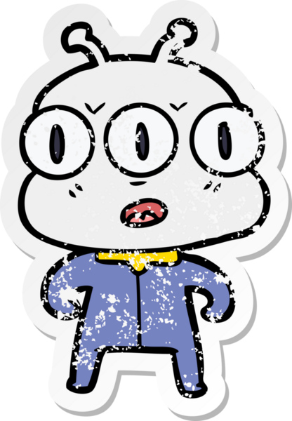 Bir insan tarafından çizilmiş üç gözlü bir karikatür çıkartması.