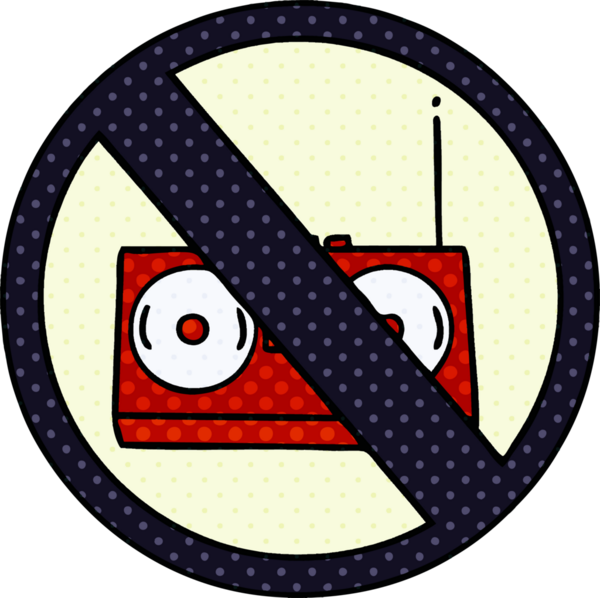 Bir insan tarafından çizilmiş radyo olmayan çizgi roman tarzı bir tabela.