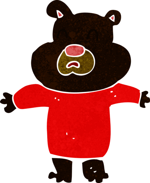 Bir insan tarafından çizilmiş mutsuz kara ayı çizgi filmi.