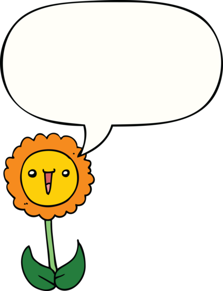 Bir insan tarafından çizilmiş konuşma baloncuklu karikatür çiçeği