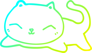 Bir insan tarafından çizilen çizgi film kedisinin soğuk gradyan çizgisi.