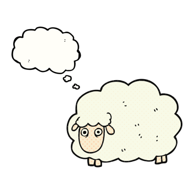 Serbest çizim düşünce baloncuğu osuruklu koyun bir insan tarafından çizildi.