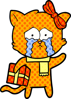 Bir insan tarafından çizilmiş çizgi film kedisi.