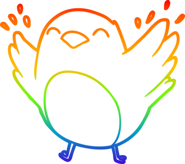 Bir insan tarafından çizilmiş kanat çırpan robin çizgi çizimi