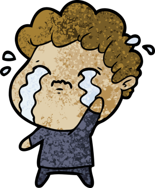 Bir insan tarafından çizilmiş ağlayan çizgi film adamı.